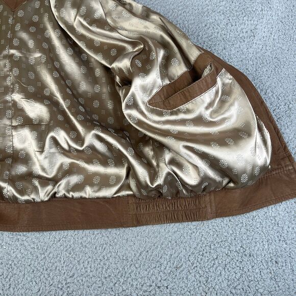 Remy Bomber Leather Jacket Mens 42 Tan Brown Suede Full Zip Lined USA Vintage - Picture 8 of 16